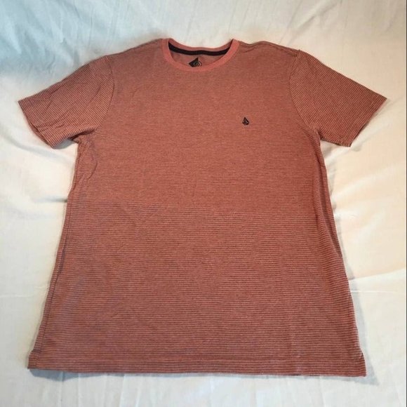Volcom Striped Shirt Mens sz Small Orange Casual Short Sleeve T-Shirt - Picture 1 of 5